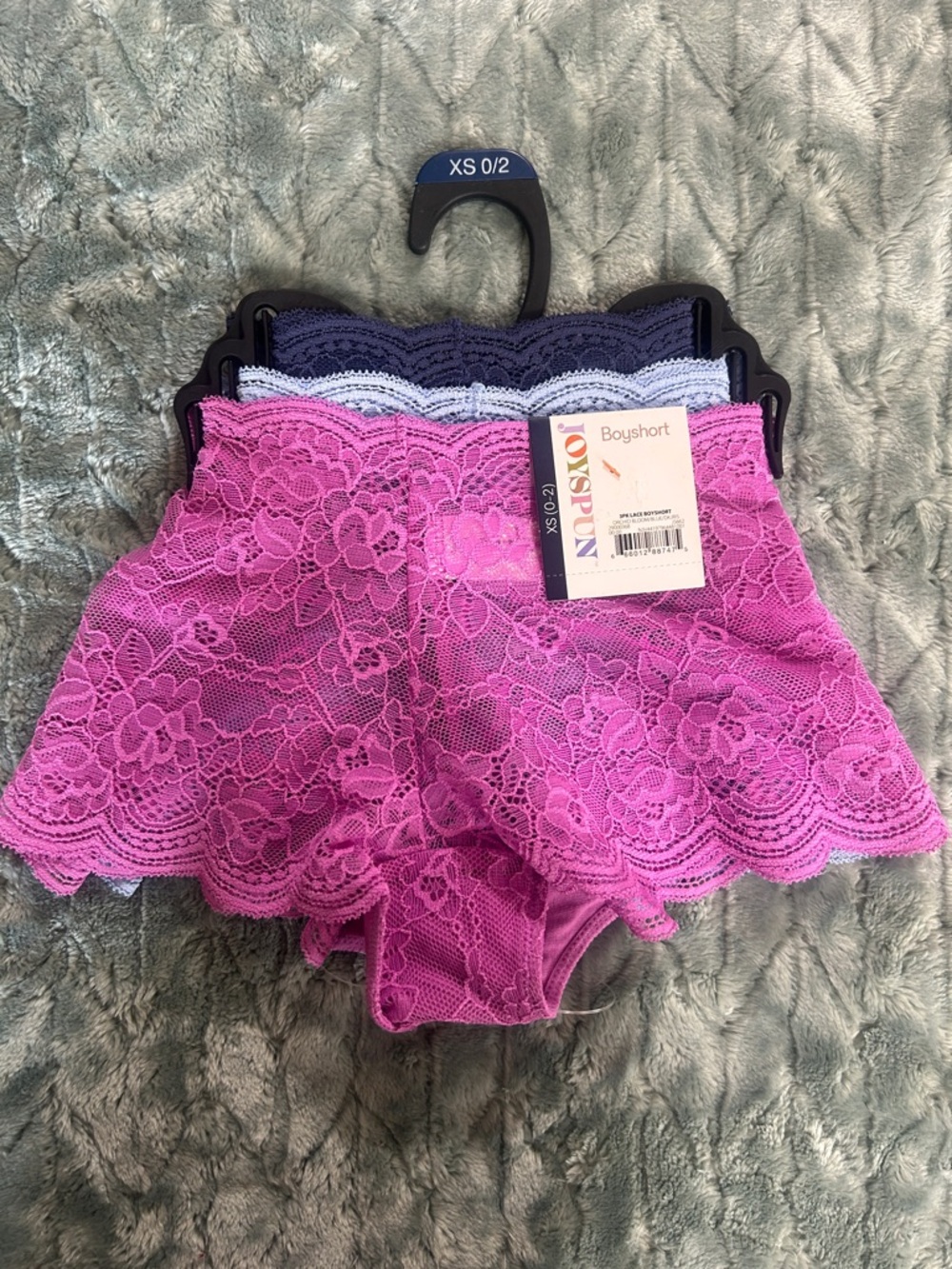 Boyshort Lace Panties - Pink/Blue (3-Pack) Size XS 0-2